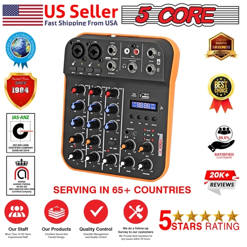 5 Core Audio Mixer 4 Channel DJ Equipment with Bluetooth USB Sound - Image 12